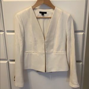 Classic, cream cropped tuxedo jacket